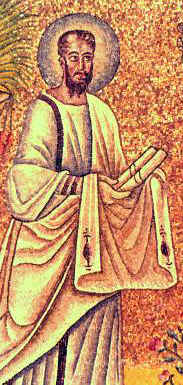 Apostlen Paulus med sine bøger (mosaik fra Ravenna)